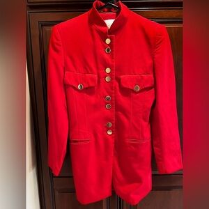 ESCADA Vintage Margaretha Ley 100% Wool Red Military Blazer - 38